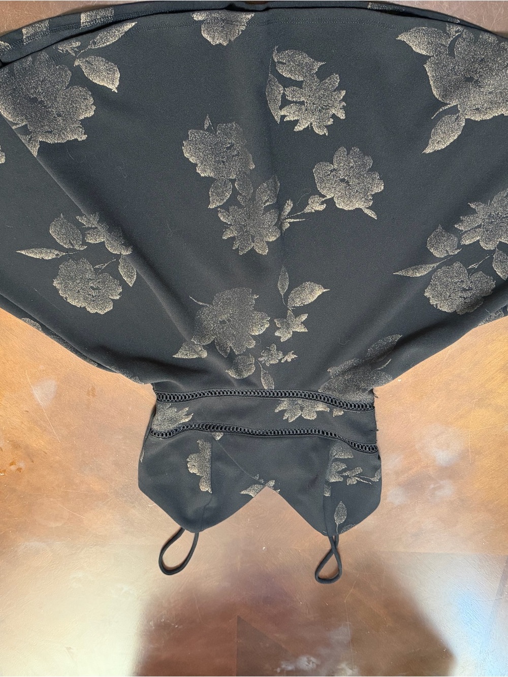 miami Black Dress with Metallic Gold Floral Accents